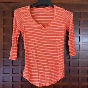 SO Orange and cream stripped shirt with 3/4 length sleeves